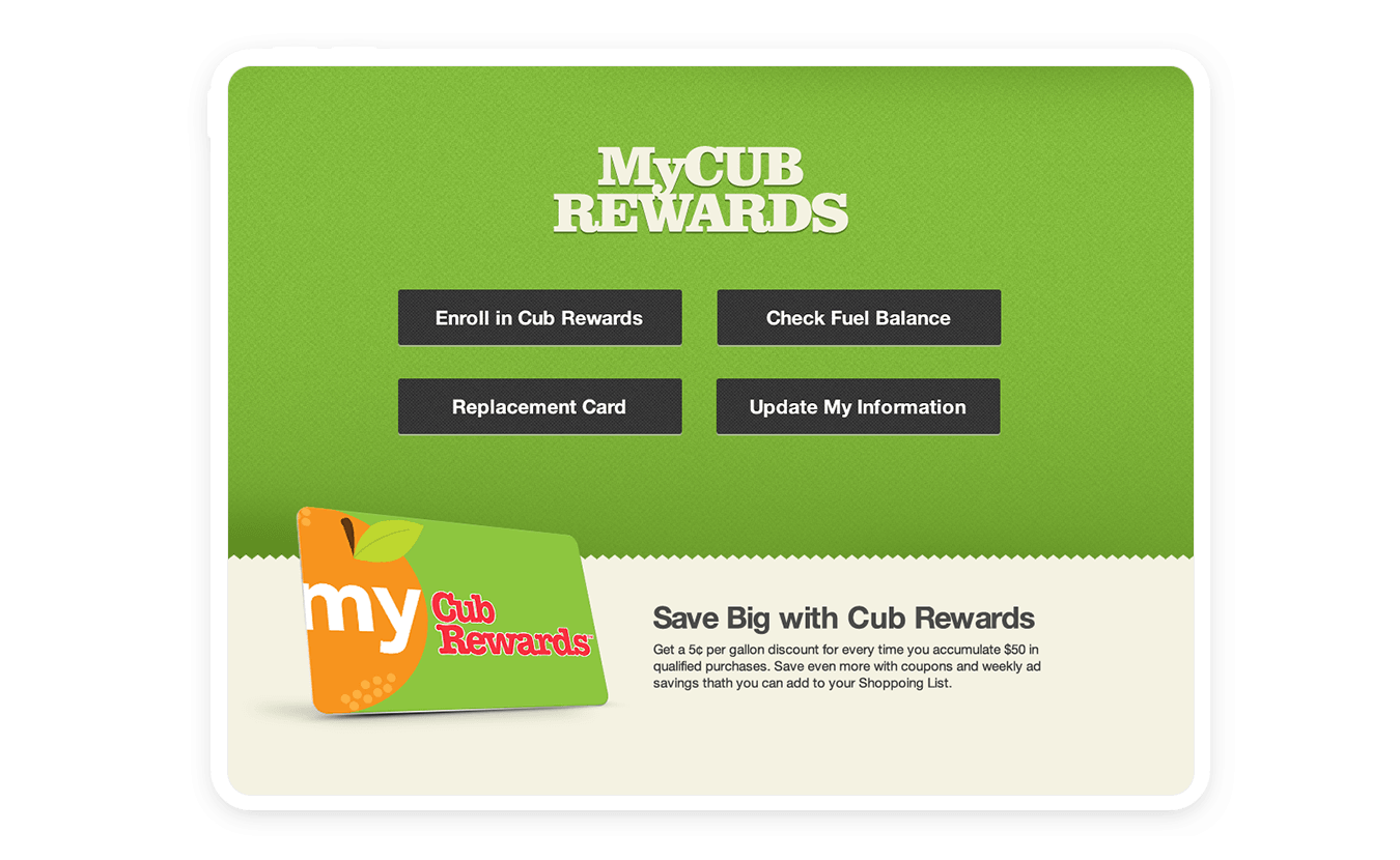 Supervalu® MyCub Rewards Mobile and Kiosk App